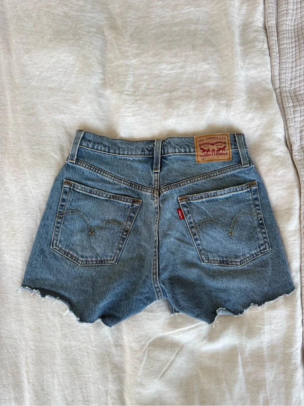 Levi's 501 Raw-Hem Long Denim Shorts